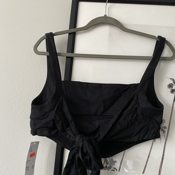 Urban Outfitters | NWT Black Tie-Back Square Neck Crop Top - Picture 4 of 5